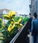 Un balcon, boulevard Haussmann (d‘après Caillebotte et Jeff Koons) - pastel sur papier - 21x24cm - 4 sur 10 - 2014